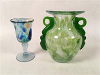 Art Glass Vase and Stem Glass