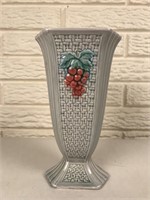German Vase with Basket Weave & Fruit
