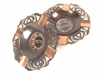 Two Tin & Copper Roulette Ashtrays