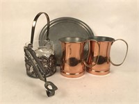 Ice Bucket, Tongs, Tray and Cup