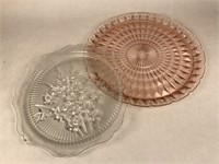 Two Antique Glass Trays