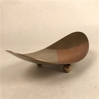 Cute Footed Dish of Copper/Brass and Silverplate