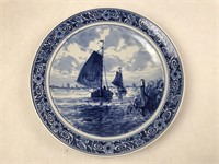 Two Blue and White Plates and Vase