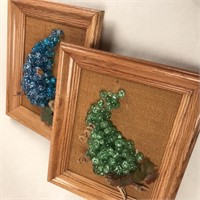 Pair of Wooden Framed Glass Grape Pictures