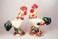 Pair of Vintage Roosters Marked Italy