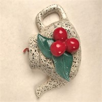 Cute Teapot With Cherries Wall Pocket