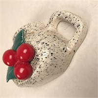 Cute Teapot With Cherries Wall Pocket