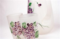Cute Violet Pitcher and Five Glasses