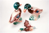 Two Vintage Duck Figurines & Wall Pocket