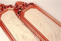 Vintage Four Gold and White Plastic Plaques