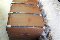 Copper Metal Trunk with Wood Trim