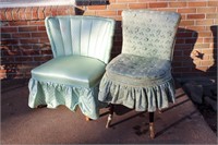 Two Vintage Green Boudoir Chairs