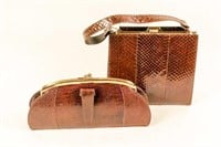 Two Vintage Brown Alligator Bags