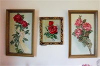 Three Hand Painted Rose Pictures