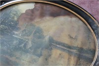 Three Antique Oval Pictures and Frames