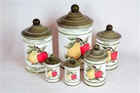 Vintage Pear & Apple Ceramic Canister Set