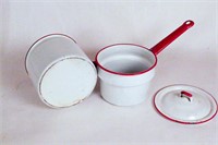 Red & White Enamel Pans