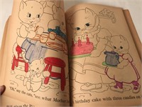 Four Old Coloring Books and Crayons