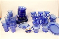 Large Set of Vintage Cobalt Blue Dishes