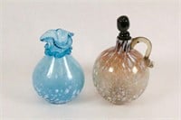 Hand Blown Art Glass Vase and Bottle