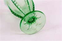 Opalescent Vase and Footed Green Bowl
