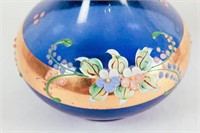 Blue Vase & Jar with Gold Enamel Flowers