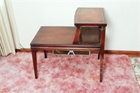 Step End Table with Inlaid Leather Top