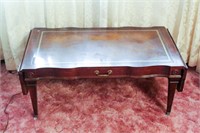 Inlaid Leather Top End Table