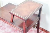 Step End Table with Inlaid Leather Top