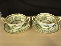 Pair Of Royal Doulton 2 Handled Cream Soup/liners