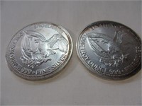 (2) one Troy Ounce .999 Fine Silver "The American