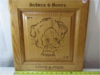Humorous Cabinet door Art "Before 6 Beers/ After