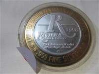 1996 $10 .999 Fine Silver Casino token "Riviera
