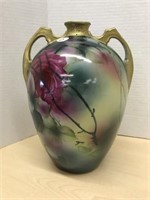 Double Handled Vase With Flower Design