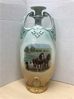 Victoria Austria Double Handled Vase With Horse