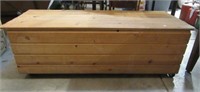 Knotty Pine Storage bench on caster measures 48"W
