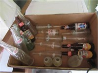 Vintage bottles including Pepsi, Dr Pepper,