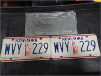 Vintage New York license plate set