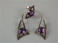 Russian Sterling Ring and Earrings