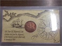 1808 SHIPWRECK COIN IN HARD PLASTIC