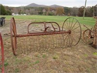 Antique Hay Rack with Metal Wheels
