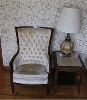 Chair, Table & Lamp