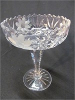 Crystal compote, cut flowers