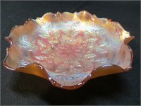 Scalloped Carnival Bowl Leaf Berry Pattern