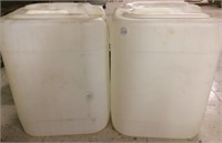 Two White Plastic Jugs, 14" Tall