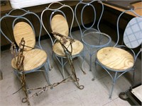 Four Ice Cream Parlor Chairs & Table Legs