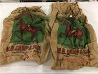 Two Georgianna Burlap Potato Bags, 50 pound each
