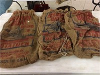 Three Shrimp Boat Brand Burlap Potato Bags