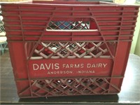 Hard Plastic Red Davis Farms Dairy Crate