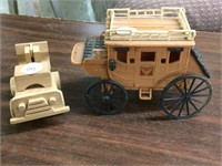 Plastic Stage Coach Bank, Wooden Truck